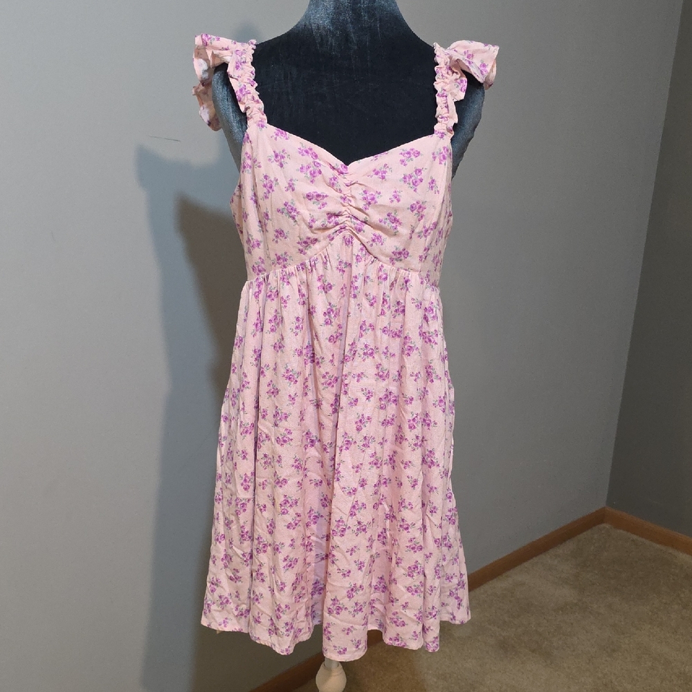 Altar'd State NWT Amy Dress Floral Waffle Knit Mini Dress Pink Purple - Size L‎